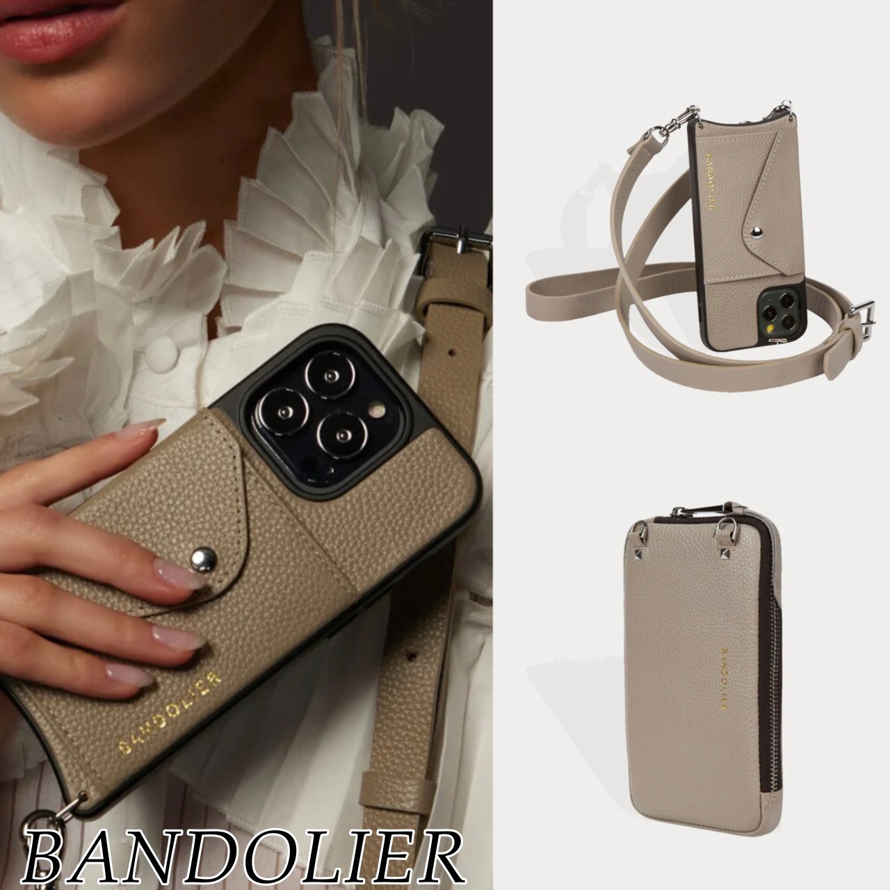 選べるYAMATO発送 本革 Hailey iPhoneケース + ポーチセット
