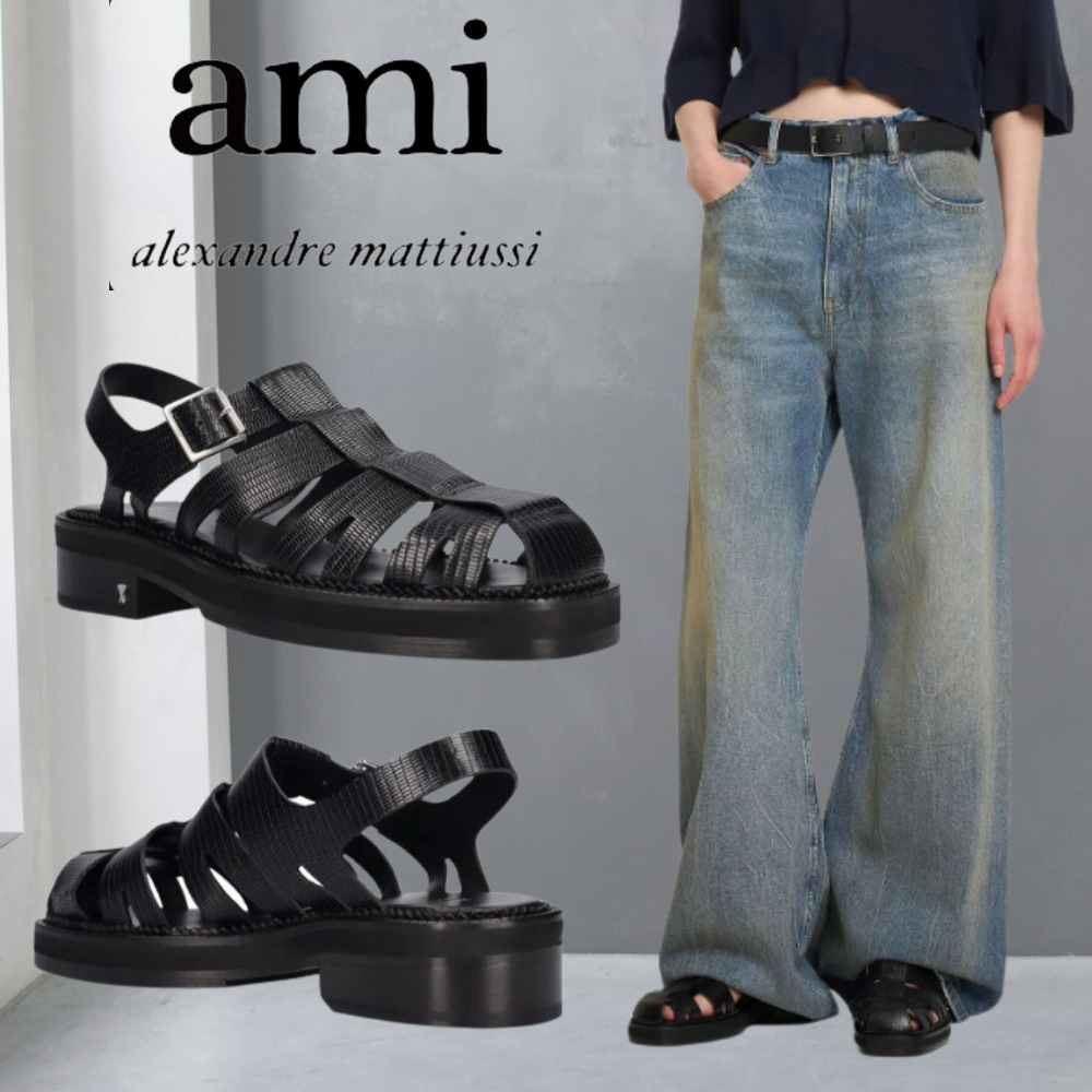 ★AMI PARIS★革 フィッシャーマン サンダル AMI PARIS ◇ レザー フィッシャーマン サンダル ブラック