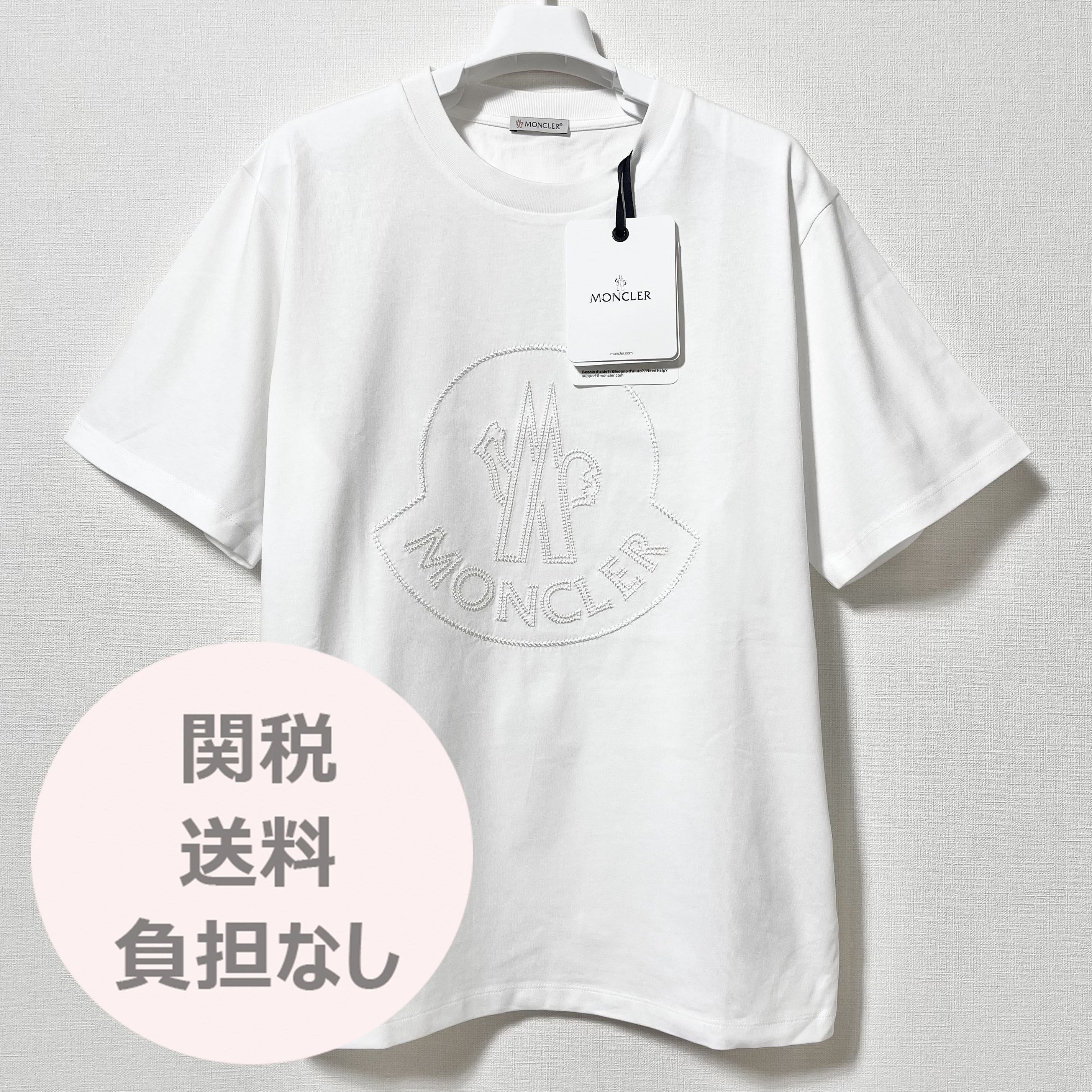 モンクレール Tシャツ 半袖 ホワイト エンボス 8C00014 コットン