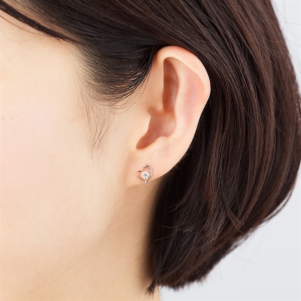 大人気!! Canal 4℃ K10ピンクゴールド ハートモチーフピアス