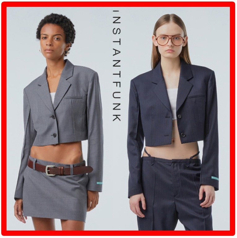 ☆23SS☆【INSTANTFUNK】☆Wool-blend cropped jacke.t☆
