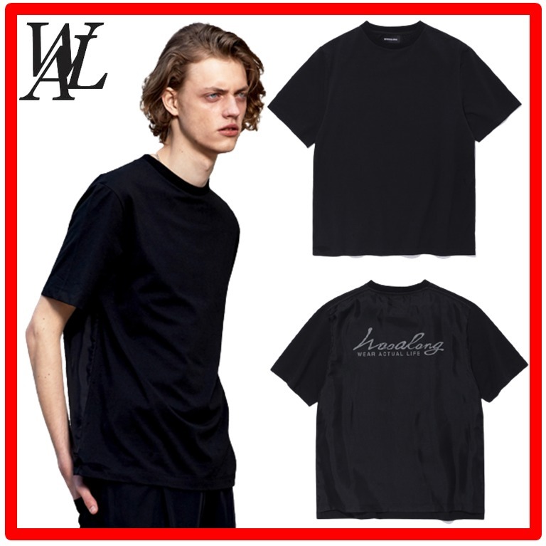 23SS★【WOOALONG】★Cursive lettering back chiffon T-shir.t