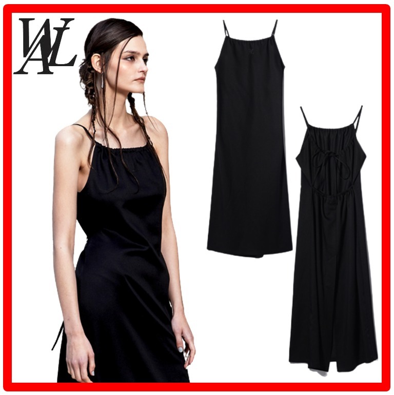 ☆【WOOALONG】☆Signature back strap slit long one-piec.e☆