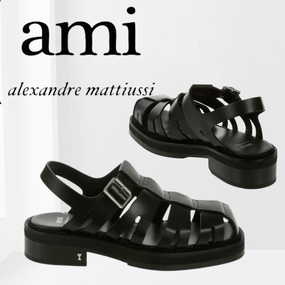 ◇AMI PARIS◇ 人気のブラック レザー グルカ サンダル アミパリ