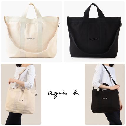 Agnes b Shoulder Bags Casual Style Canvas Plain Office Style Crossbody