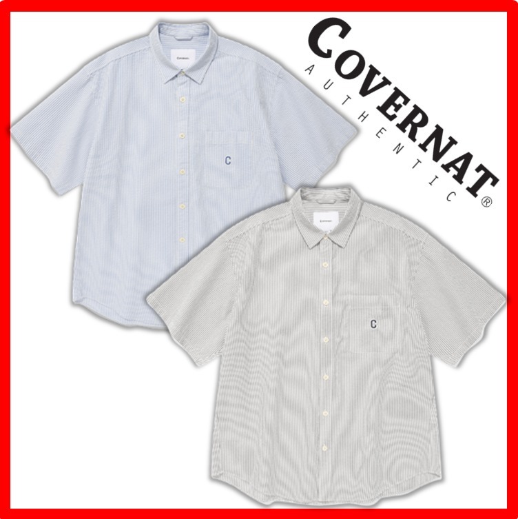 ★23SS★【COVERNAT】★C logo seersucker stripe half shir.t★