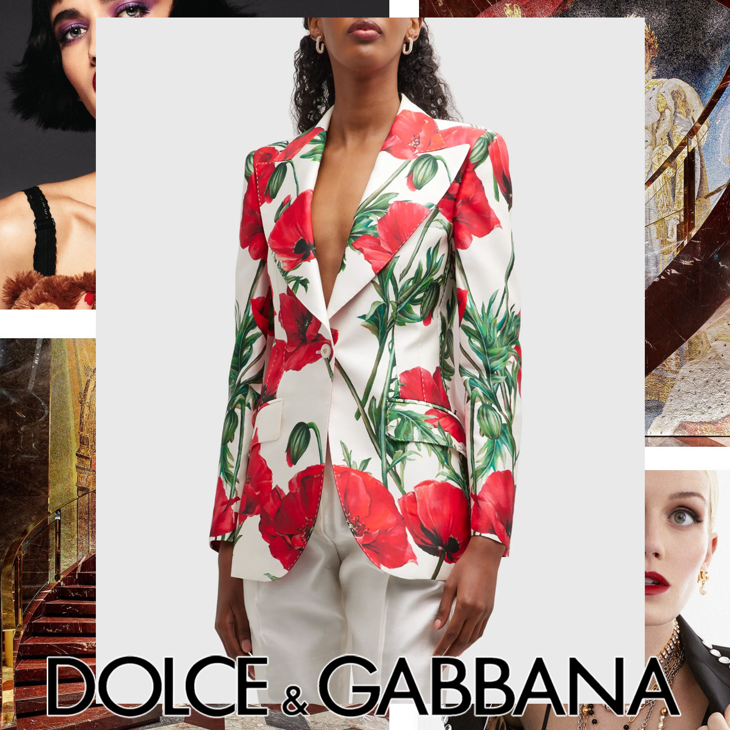 Dolce & Gabbana フラワー ターリントンジャケット ホワイト