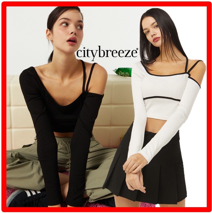 ☆人気☆【CITYBREEZE】☆UNBALANCE STRAP CROPPED T-SHIR.T☆