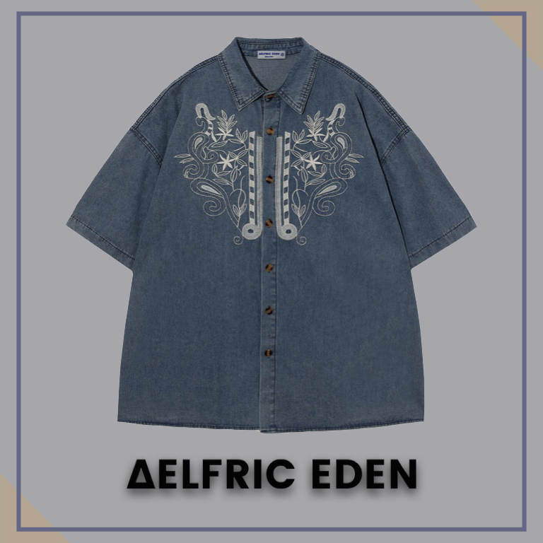 【Aelfric Eden】刺繍 ブロッサム デニム 半袖 ☆送料関税込