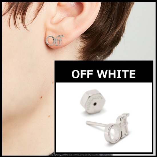 OFF-WHITE ☆ロゴ シングル スタッドピアス