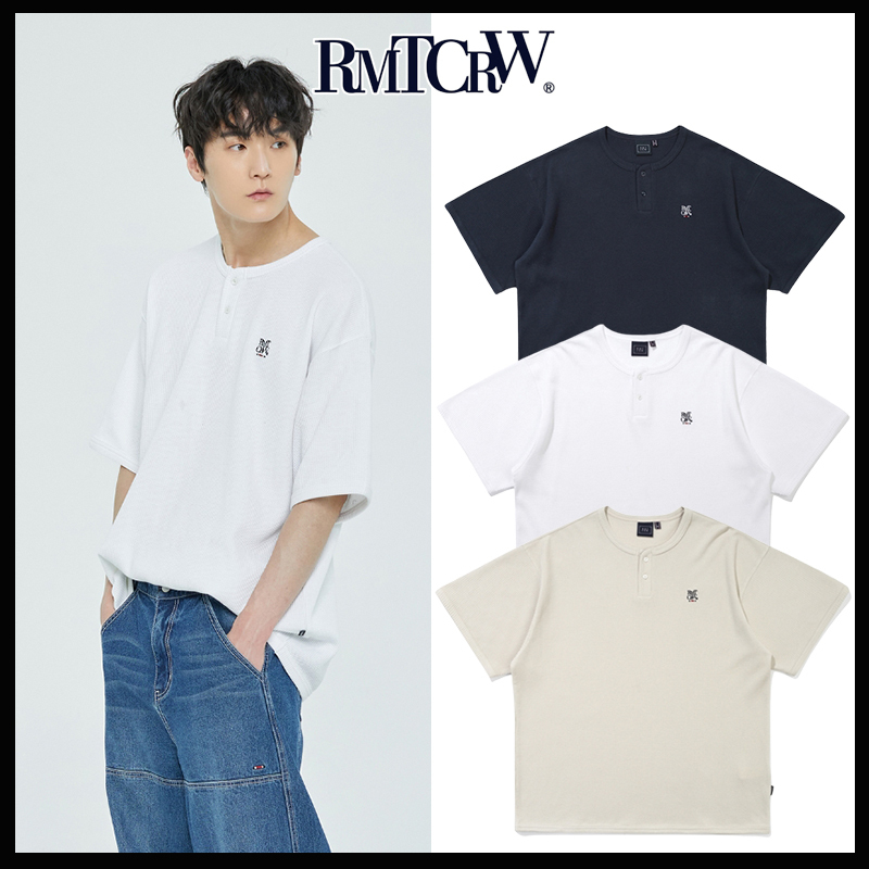 【ROMANTIC CROWN】送料・関税込★BUTTON UP WAFFLE HENLEY NECK