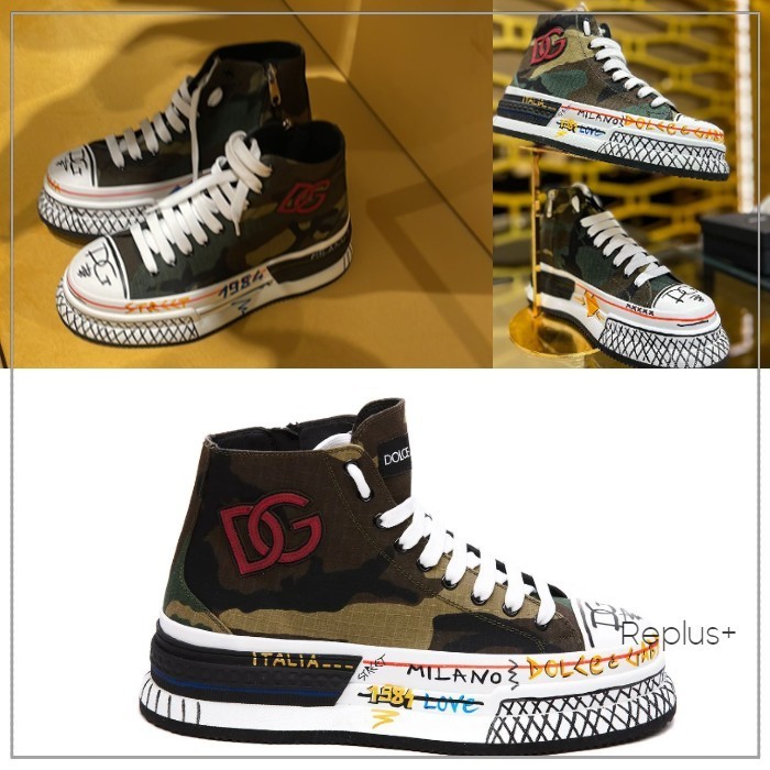 【Dolce&Gabbana】ハイカット スニーカー DGロゴ カモフラージュ