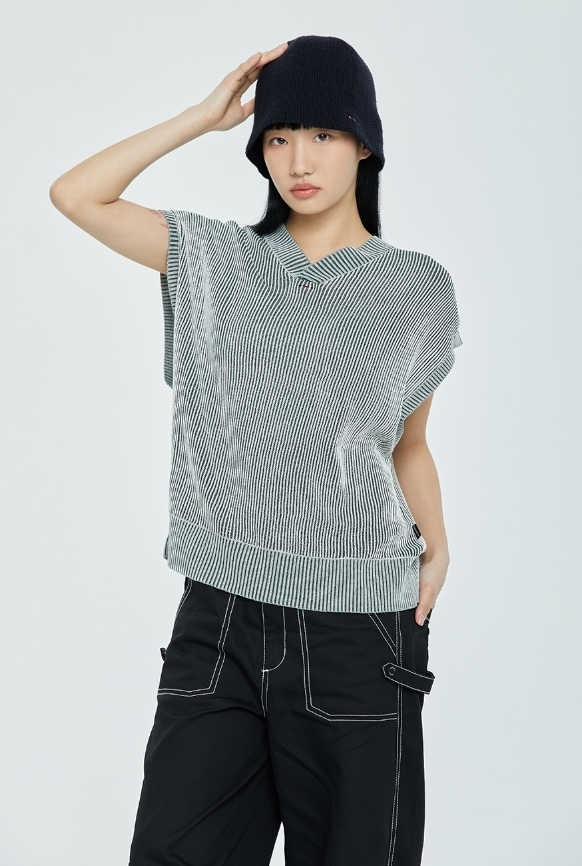 ★送料・関税込★ROMANTIC CROWN★TWO TONE RIB KNIT VEST★ ROMANTIC CROWN】送料・関税込☆TWO TONE RIB KNIT VEST