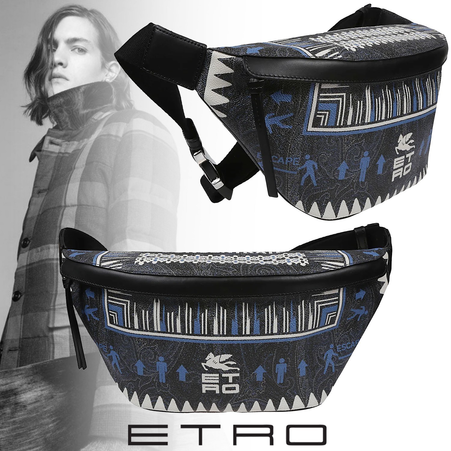 ETRO バンダナ プリント ペイズリー ボディバッグ ネイビー