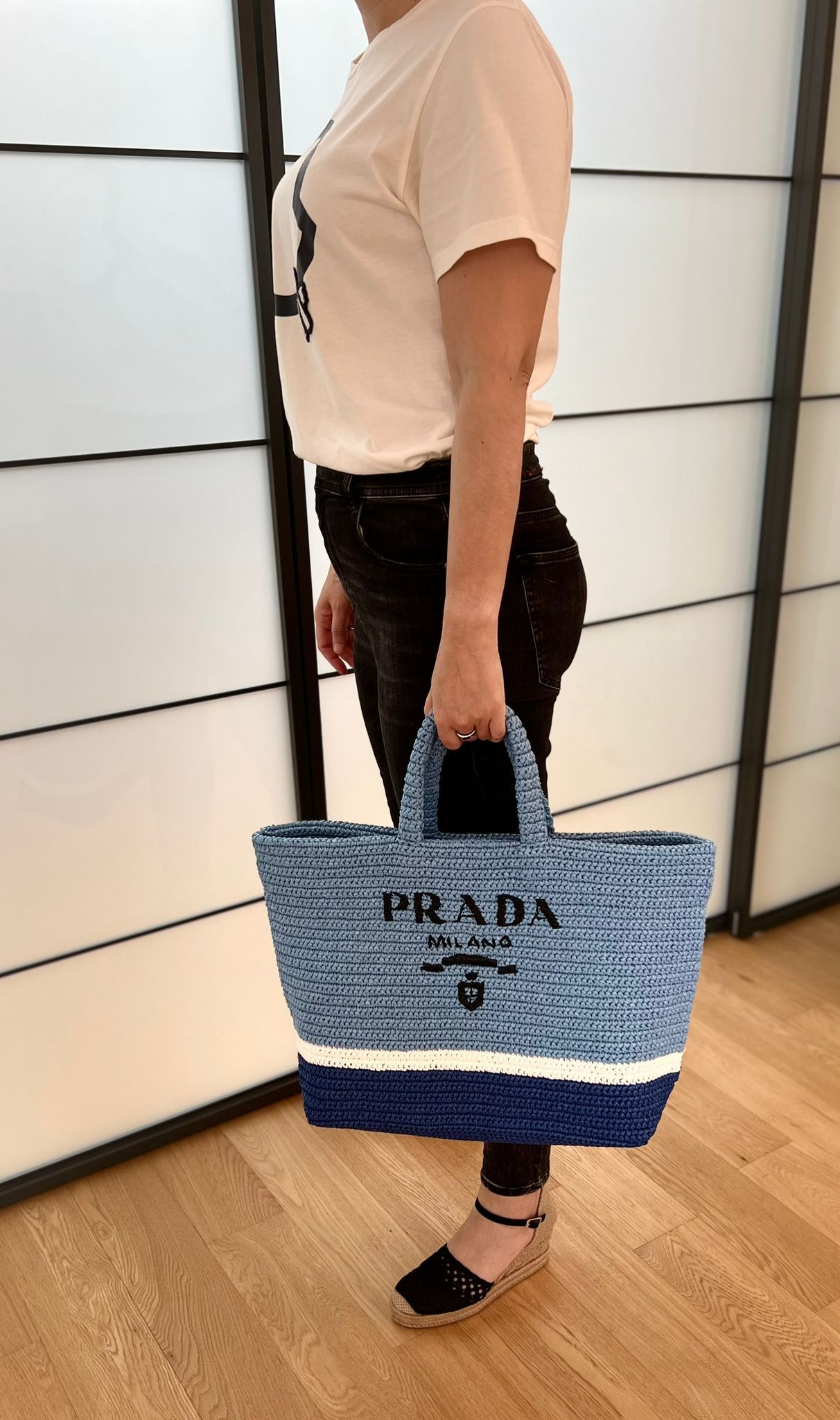 PRADA ラフィア トートバッグ マルチカラー