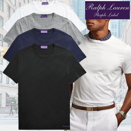 RALPH LAUREN PURPLE LABEL Crew Neck Crew Neck Plain Cotton Short Sleeves Logo Crew Neck T-Shirts