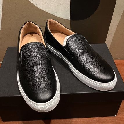 Barneys New York Loafers & Slip-ons Unisex Street Style Bi-color Plain Leather Logo