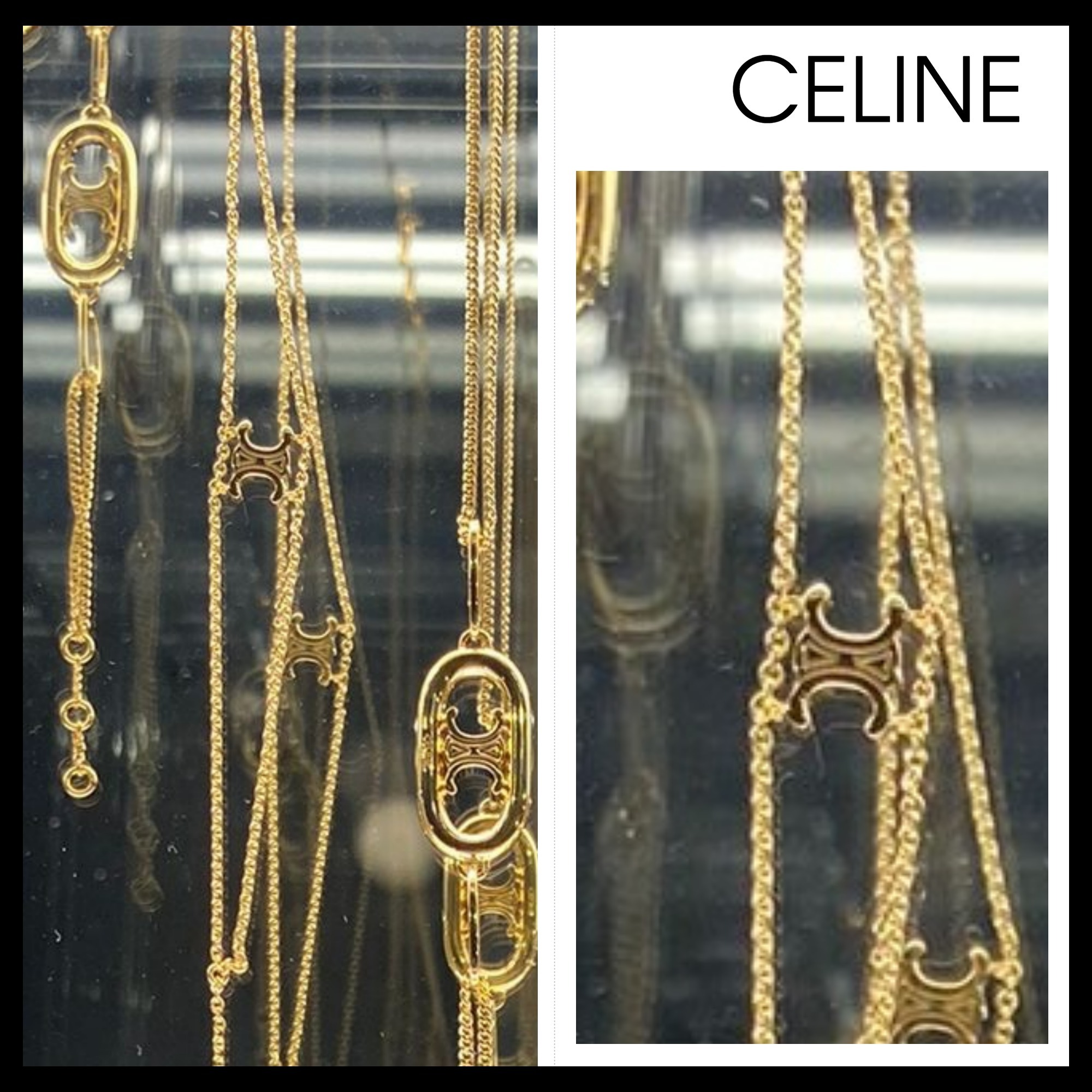 【CELINE】直営/正規店 TRIOMPHE SUSPENDED NECKLACE ゴールド