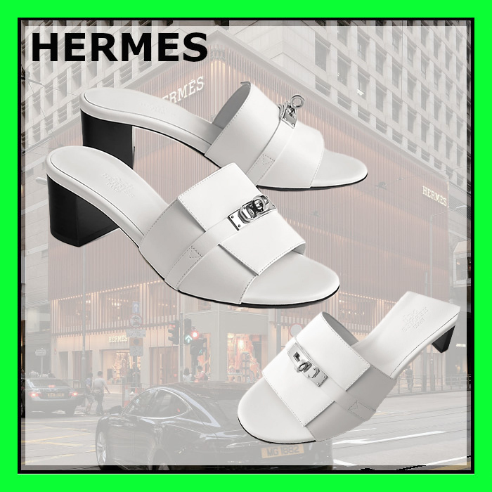 お上品に決まる HERMES ジジ 50 サンダル ブランク フェミニン