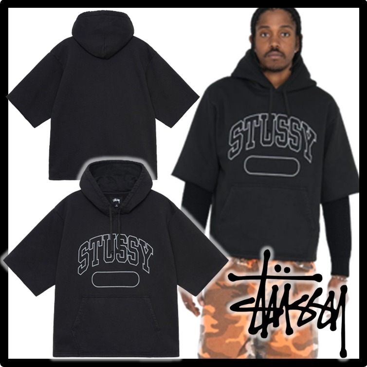 ★関税込★STUSSY★STUSSY SS BOXY CROPPED HOODIE★BLACK★