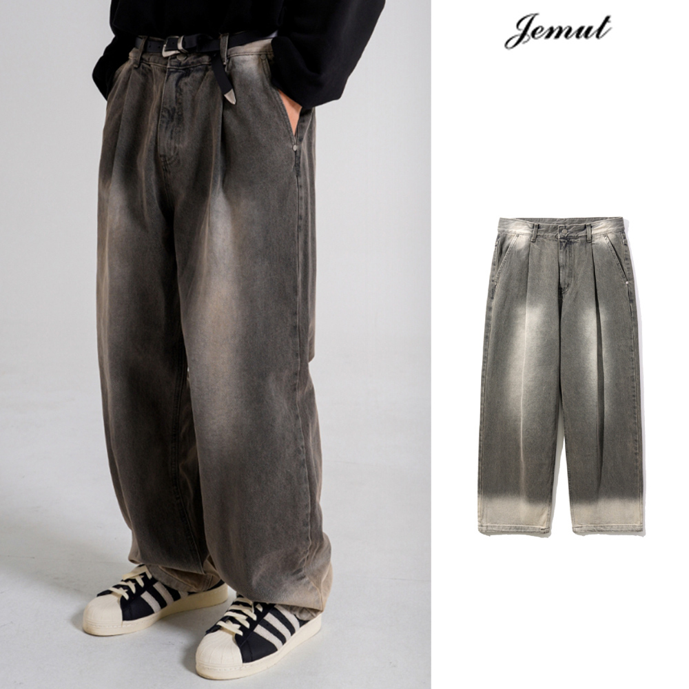 【JEMUT】23SS★ Dust Washing Wide Denim Pants