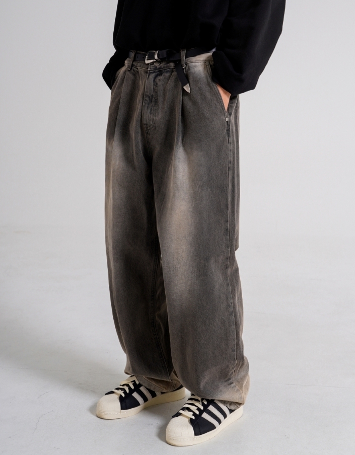JEMUT正規品★23SS★Dust Washing Wide Denim Pants JEMUT】23SS☆ Dust Washing Wide Denim Pants (Jemut/デニム