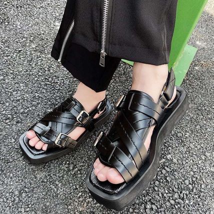 フェイクレザー グルカサンダル 厚底 ベルト カジュアル b4054