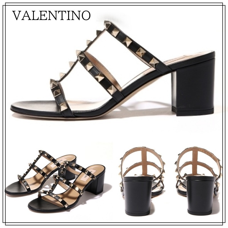 23SS【VALENTINO】ロックスタッズ スライド ヒールサンダル