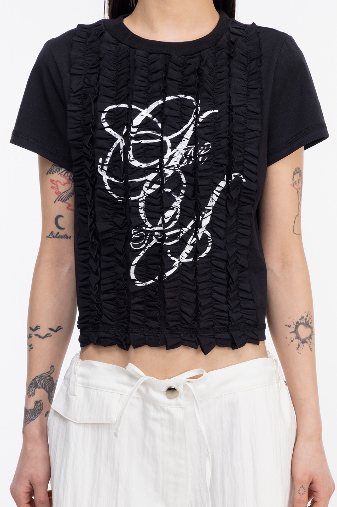 Gimmetheyoung☆韓国☆人気☆G_FRILL LOGO TOP 半袖Tシャツ 3色
