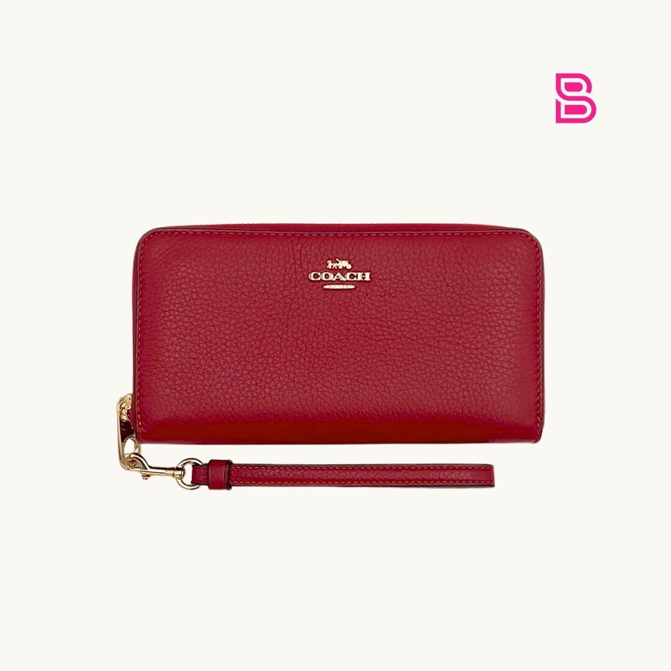 コーチ 長財布 / LONG ZIP AROUND WALLET / レッド ペブルレザー