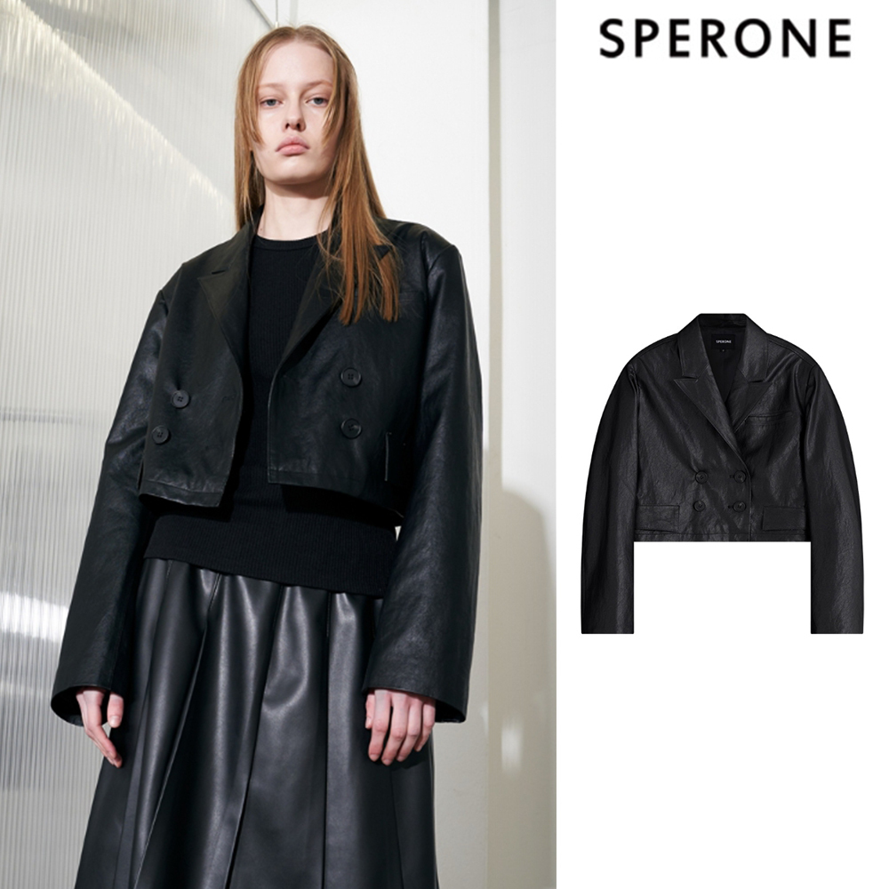 【SPERONE】Crop Leather Blazer