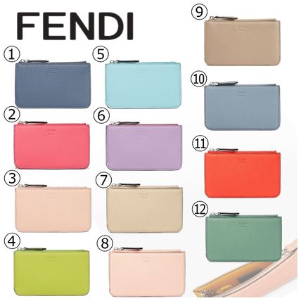 FENDI Keychains & Bag Charms Unisex Calfskin Lambskin Street Style Bi-color Plain Leather