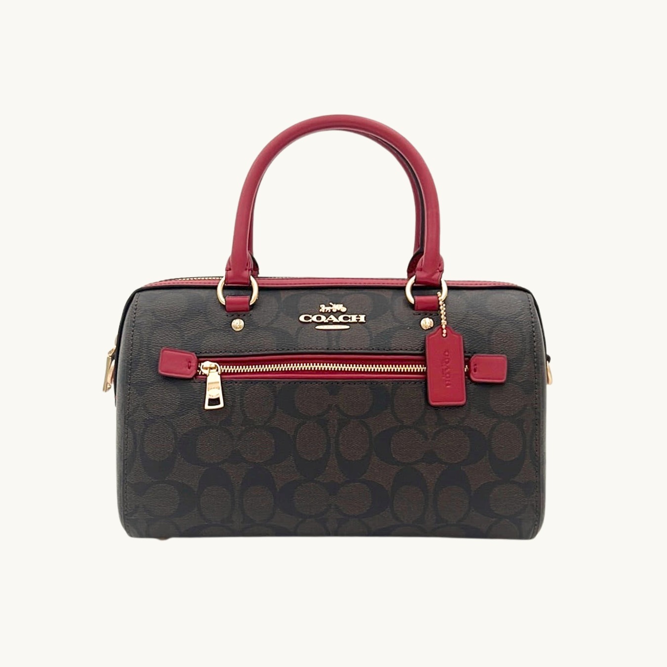コーチ ROWAN SATCHEL / ブラウン レッド
