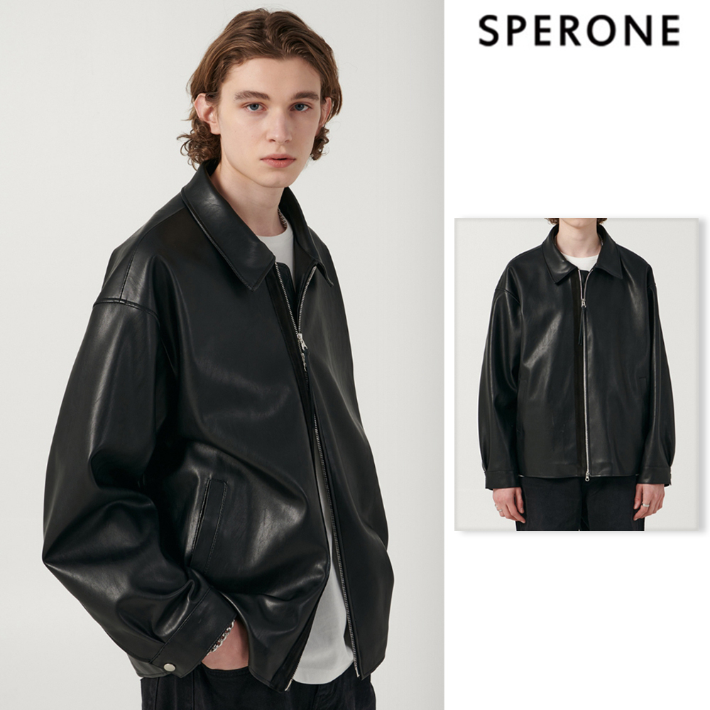 【SPERONE】Fox Leather Overfit Single Stand Jacket Man