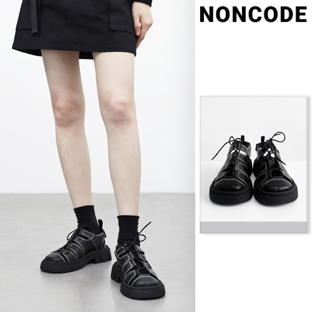 【NONCODE】Noodie Stitch Lace-Up Sandals