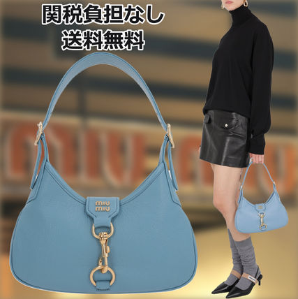 MiuMiu Shoulder Bags Casual Style 2WAY Plain Leather Party Style Office Style