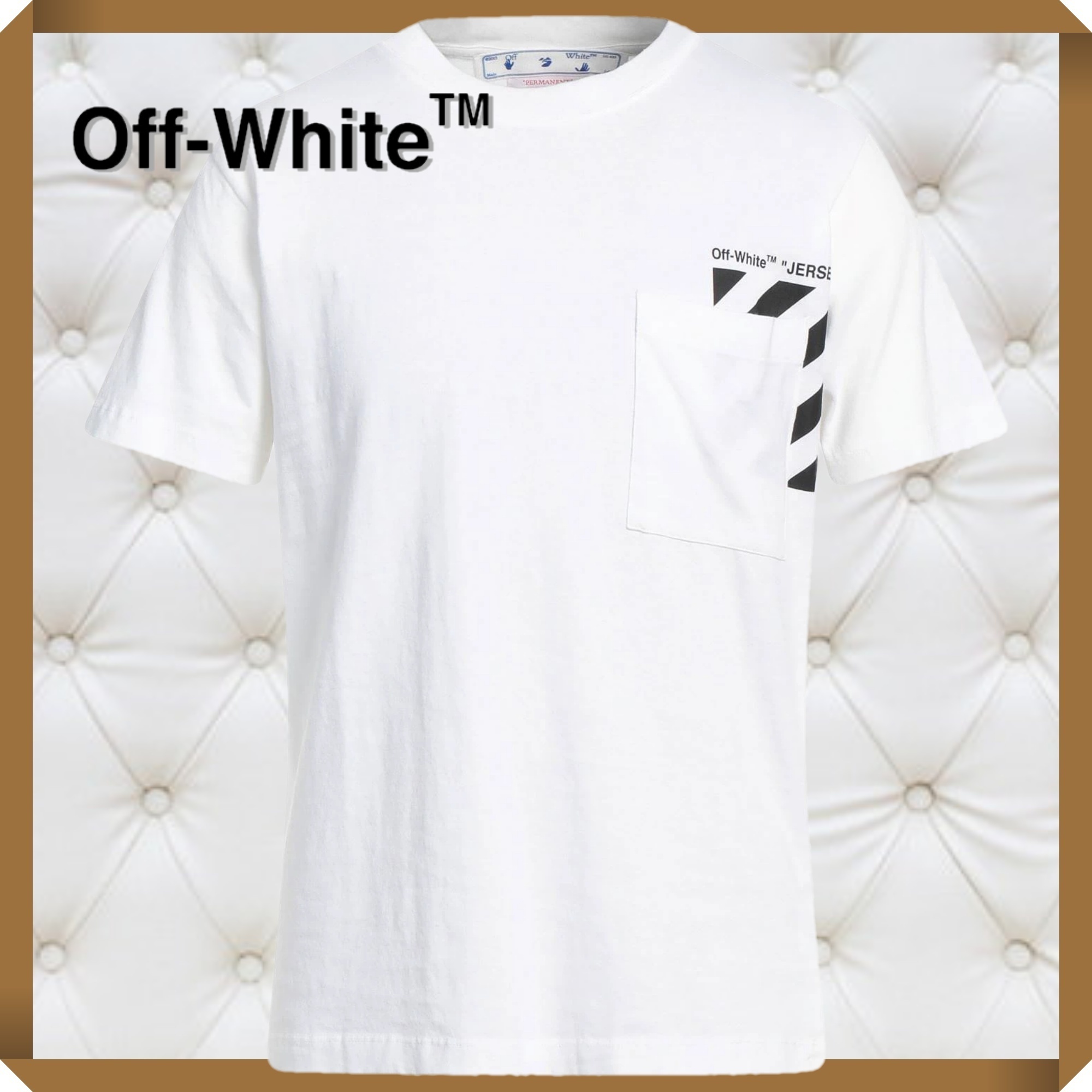 ♪♪【OFF-WHITE】胸ポケット付き ロゴ Tシャツ