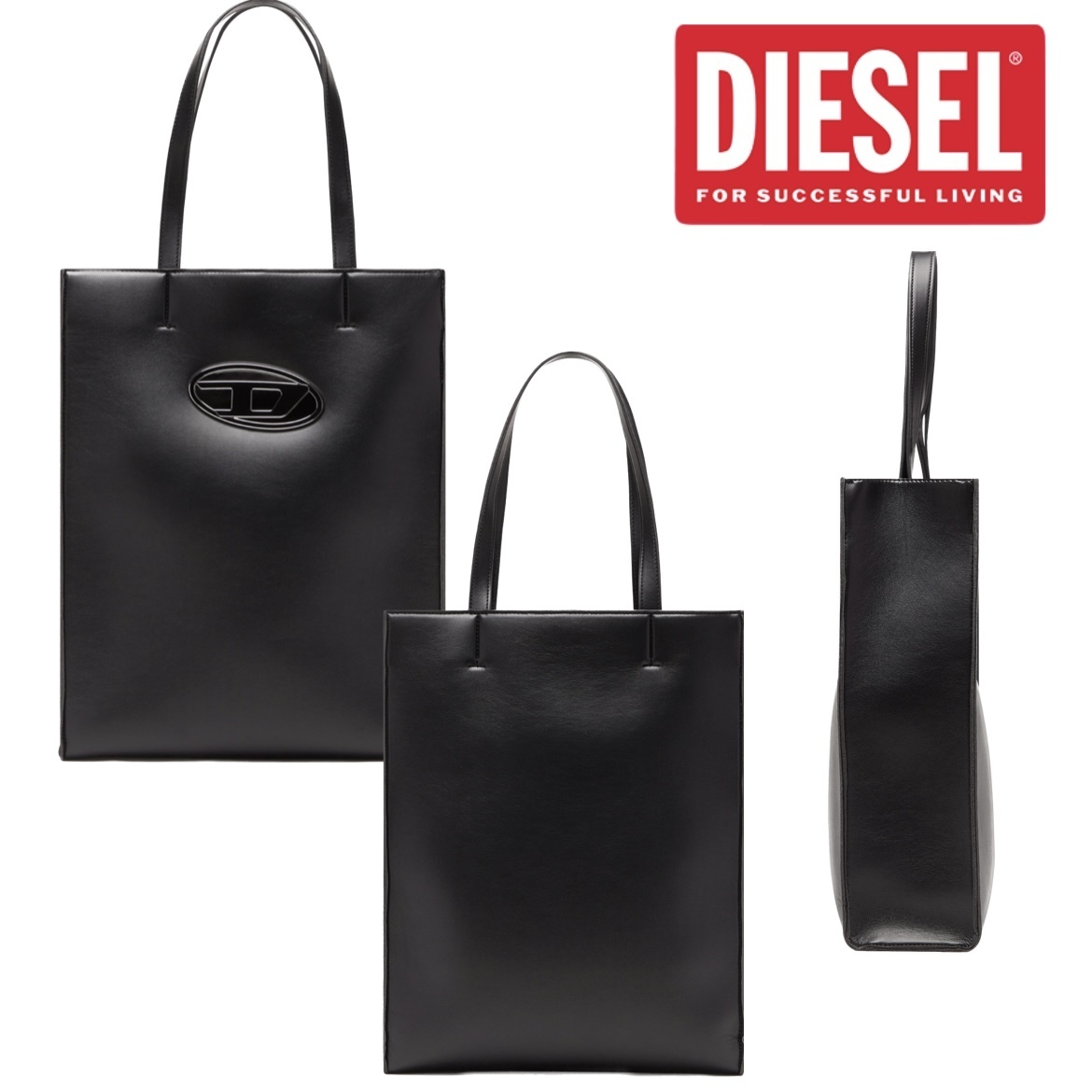 【国内即発】DIESEL『Holi-D Shopper Ew ショッパーバッグ』 Women's Holi-D-Square shopper in bonded neoprene | Black
