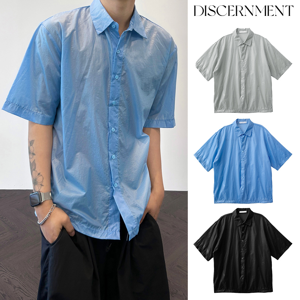【DISCERNMENT】Brick Glossy Short Sleeve Overshirt