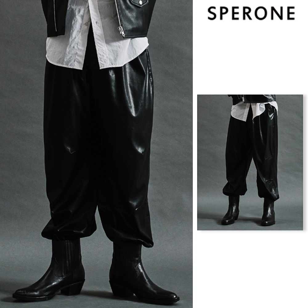 【SPERONE】Eco Leather Jogger Pants Man