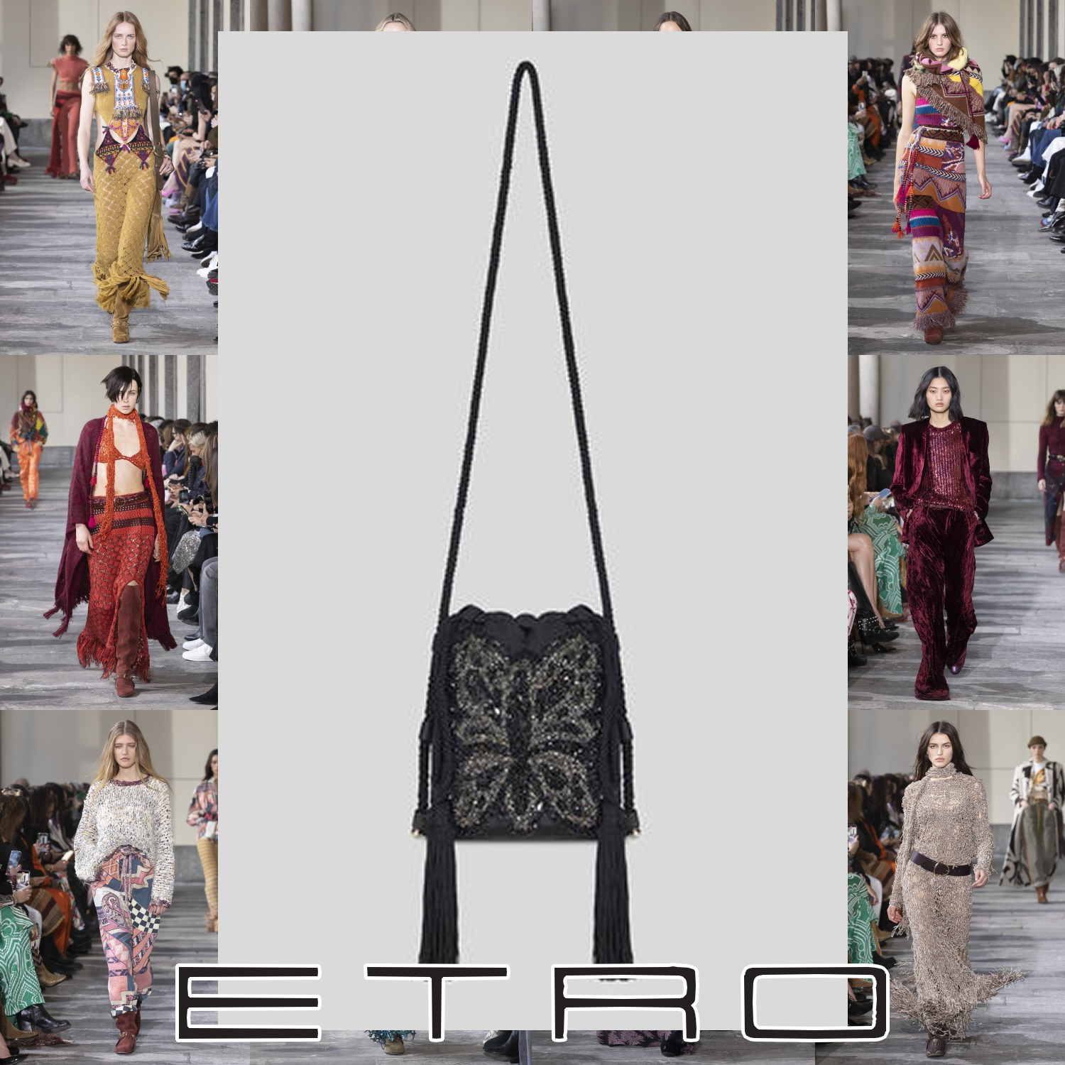 ETRO エンブロイダリー ミニショルダーバッグ ブラック