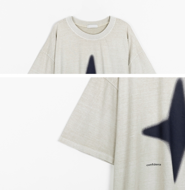 【BAON】[unisex] Utone star printing pigment short sleeve T BAON】[unisex] Utone star printing pigment short sleeve T