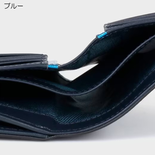 LANVIN en Bleu “パーシャル“ セミハーフサイズ二つ折り財布
