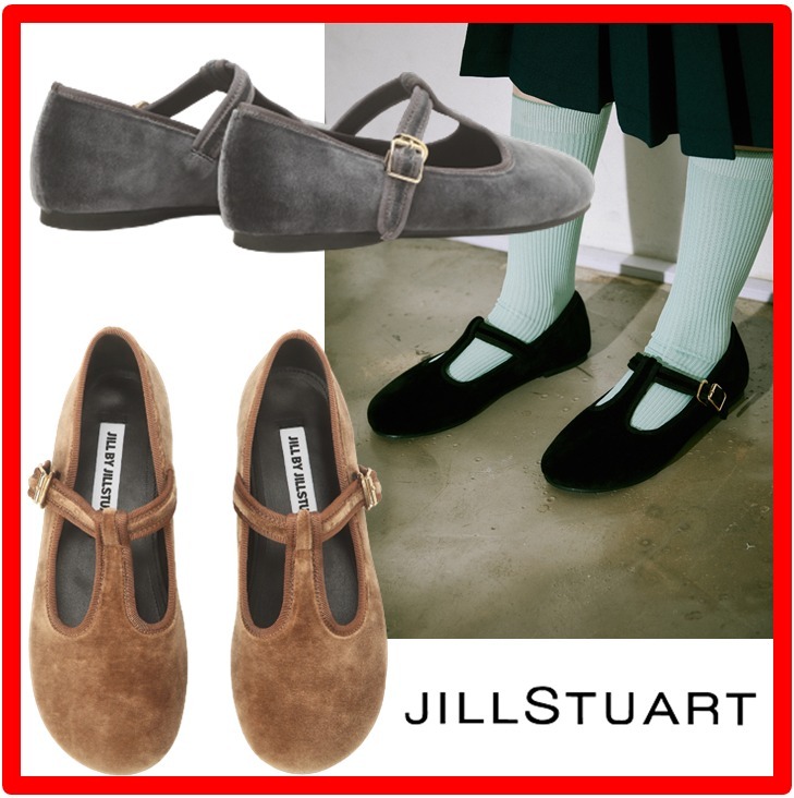 ☆人気☆【JILLSTUART】☆[MIKA] VELVET T STRAP FLAT SHOE.S☆