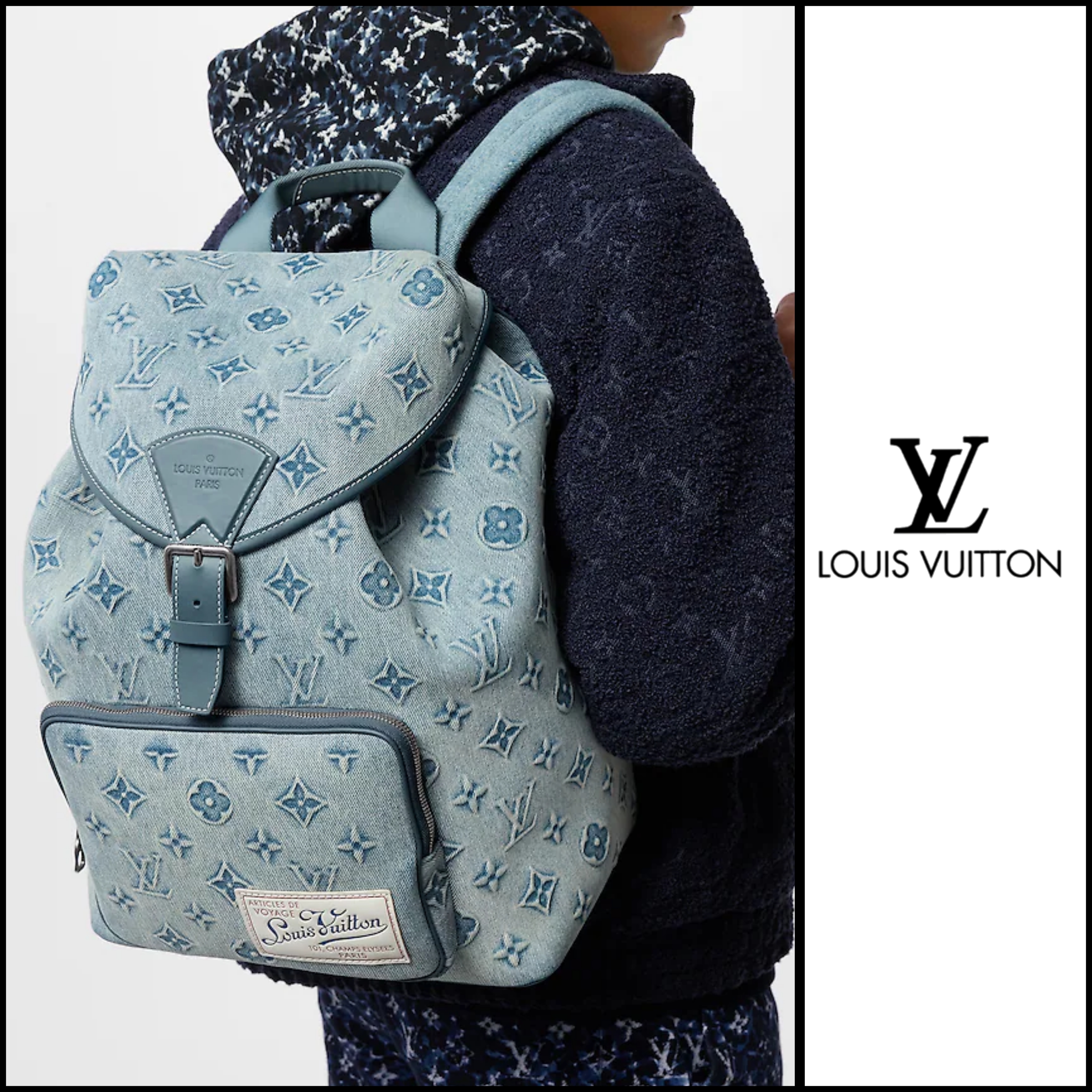 LOUIS VUITTON ルイヴィトン モノグラム ウォッシュデニム モンスリ リュックサック バックパック M22534 ブルー by