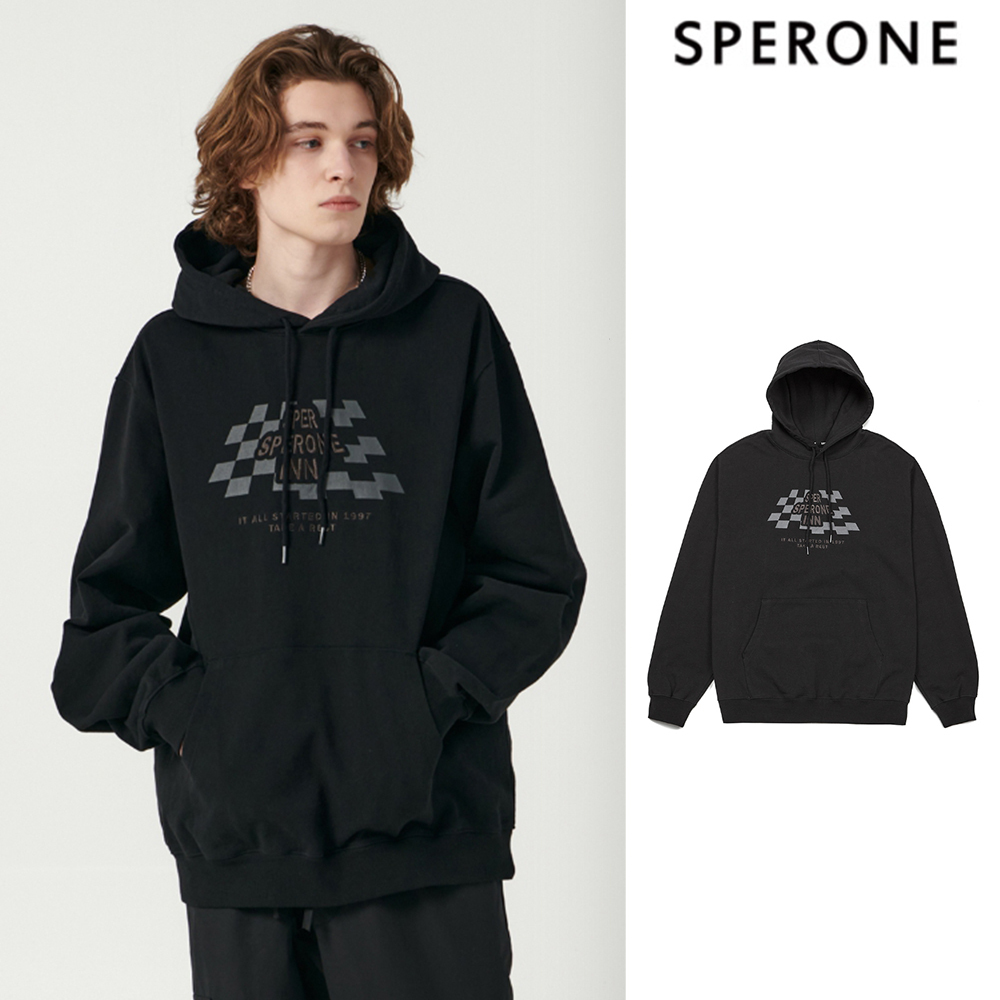 【SPERONE】Check Border Logo Hoodie