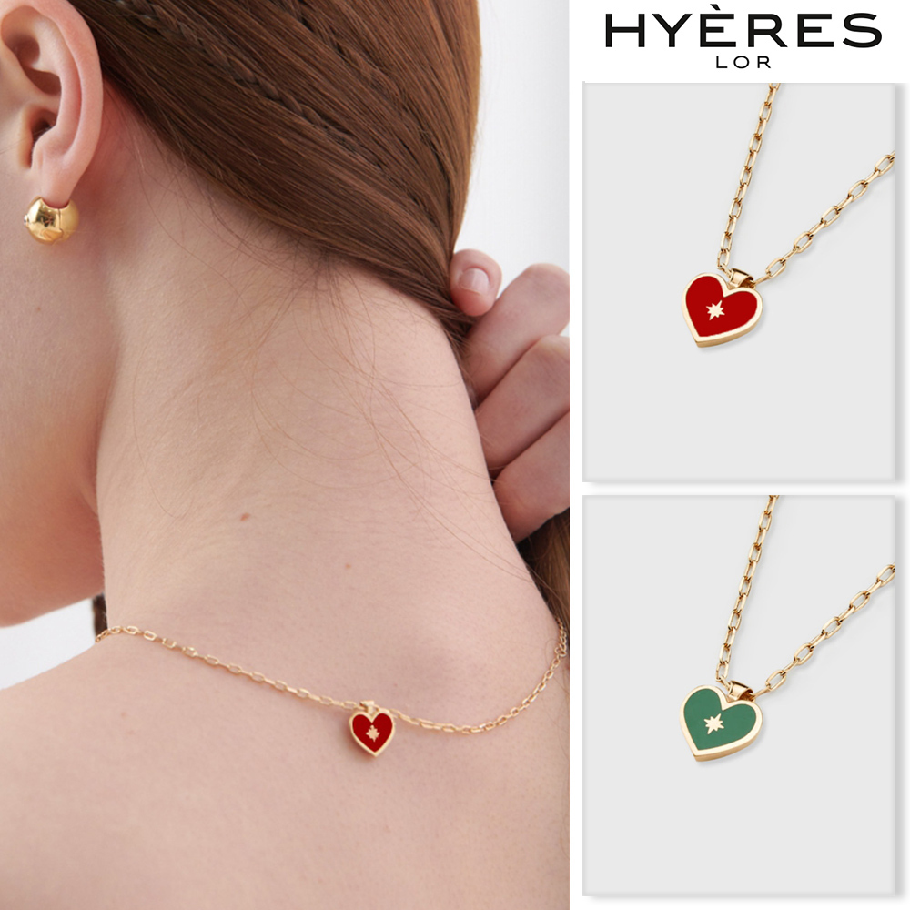 【HYERES LOR】23SS★ H Heart Spade BR Enamel Necklace