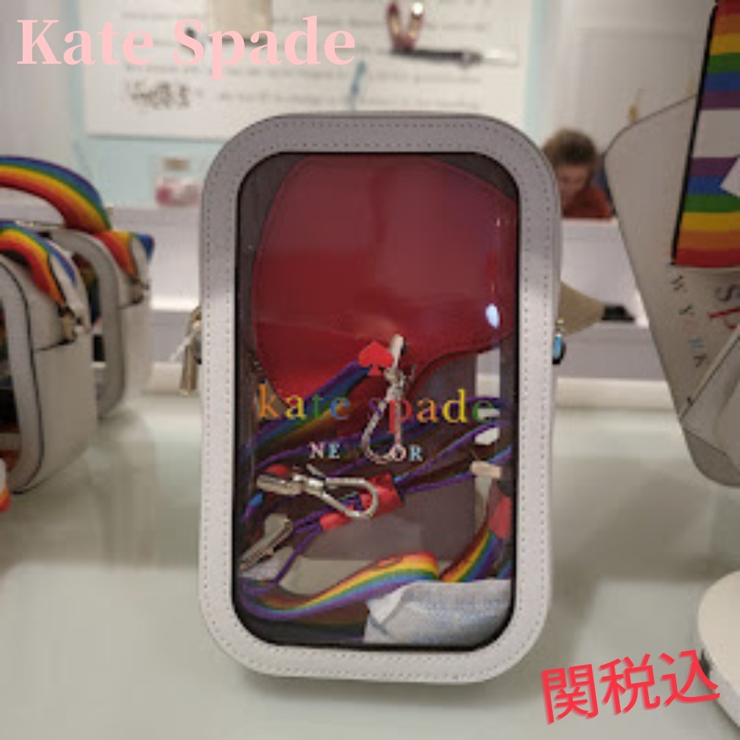 Kate Spade★レインボーカラーストラップ＆クリアースマホボディ