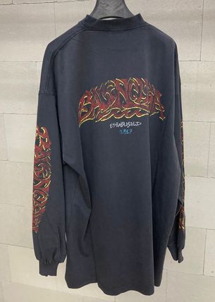 BALENCIAGA Long Sleeve Offshore Long Sleeve T-shirt Oversized in Black Faded