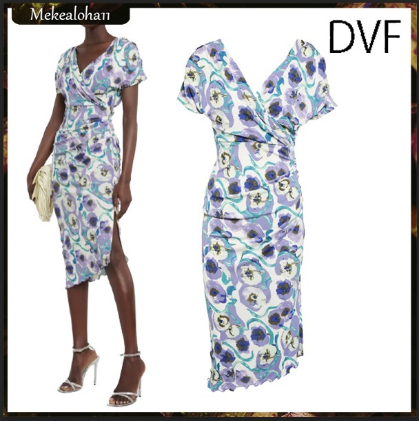DVF☆ハバナプリントジャージーミディドレス 関税送料込み